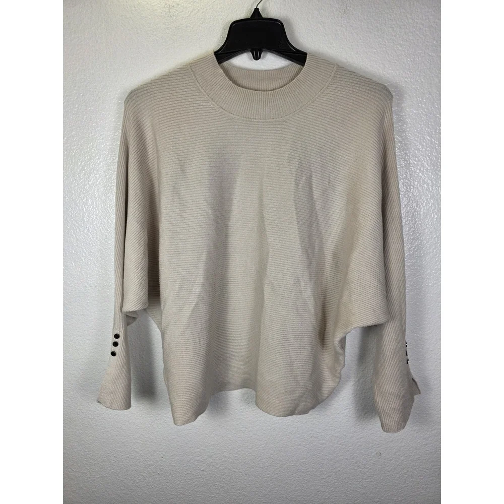 Philosophy Republic Clothing Ribbed Dolman Sweater Pale‎ Platinum Size 1X Button